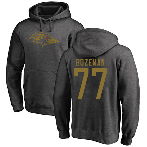 Men Baltimore Ravens Ash Bradley Bozeman One Color NFL Football #77 Pullover Hoodie Sweatshirt
